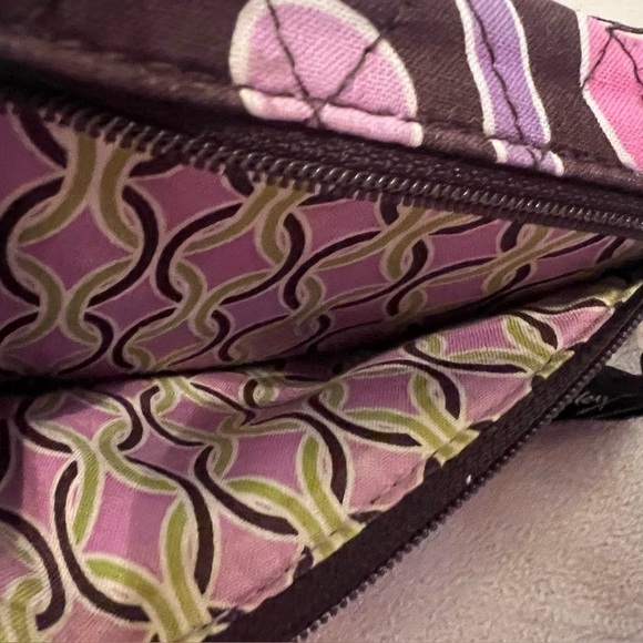 VERA BRADLEY Purple Punch Trifold Euro Wallet Floral Pink Green Brown - Picture 7 of 13